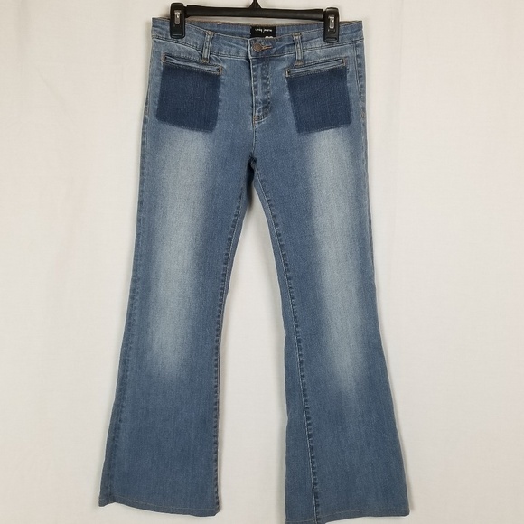 UNIQ jeans flare bell Hippie retro faded distressed - Picture 1 of 6